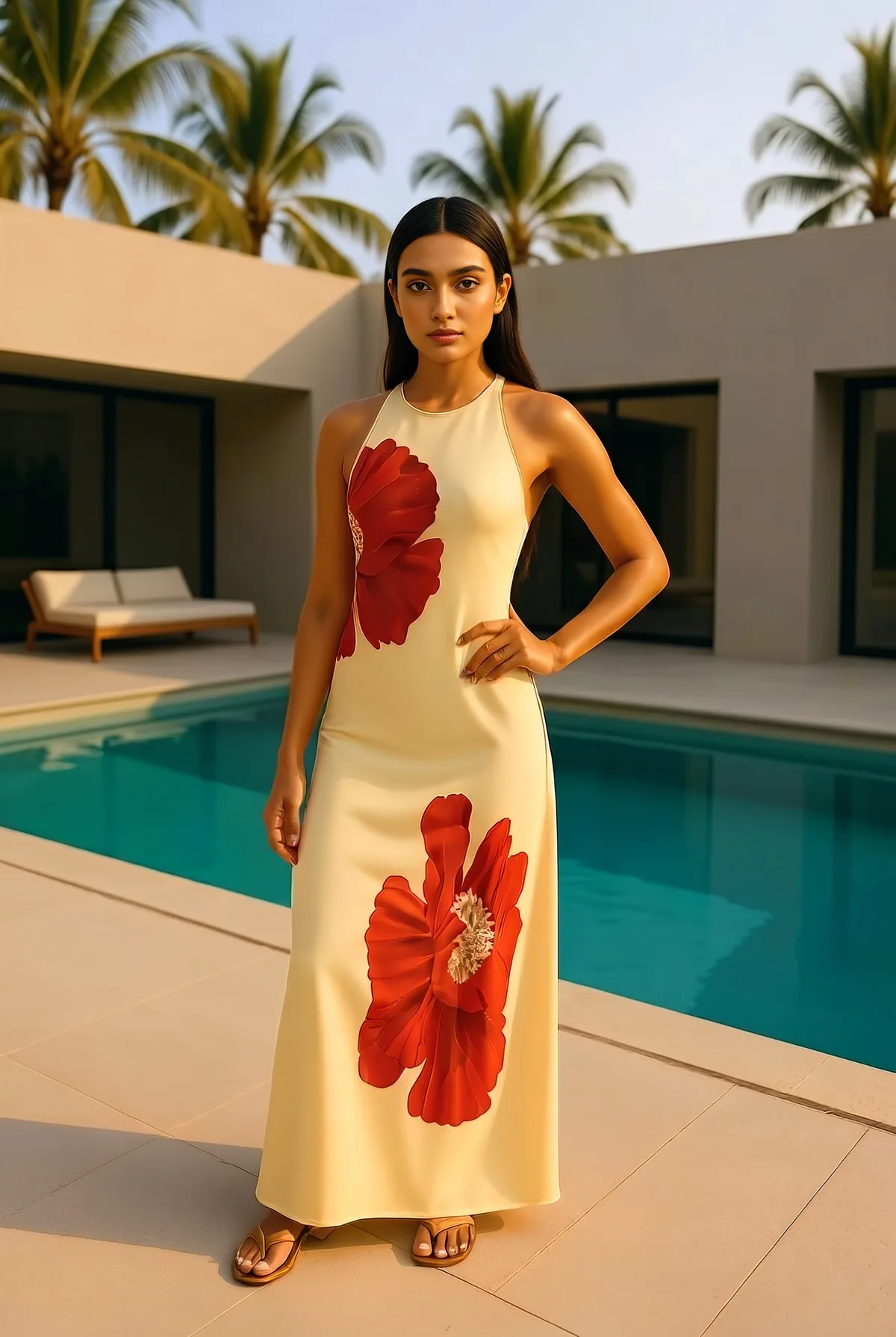 An AI-generated fashion model wearing a brand's collection